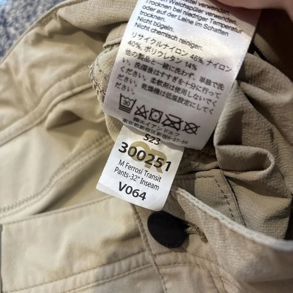 Outdoor Research Ferrosi Transit Pant Men's Pro Khaki Size 36x31 Regular